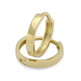 14K Gold Huggie Earrings 2mm Plain Yellow Gold Huggie Hoop For Kids & Teens