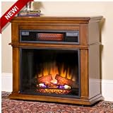 Infrared Rolling Mantel Meridian Cherry fireplace set