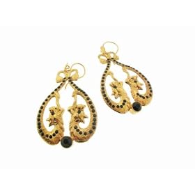 Double Temptation Serpent Earrings with Black Crystals by Virgins, Saints & Angels