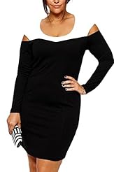 Plus Size Sexy Long Sleeves Sheath Colorblocking Lace Acrylic/Polyester General Print Bodycon Dress/Mini Dress 