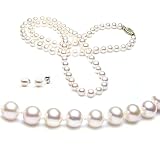 Cultured 18 Inches 1-Strand 5-5.5mm White Pearl Necklace & 5-5.5mm White Pearl Earrings with Silver Mount