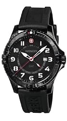 Wenger Men's 77073 Squadron GMT Black Ion-Plating Rubber Strap Watch