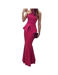 Mermaid Notched Notched Collar Halter Peplum Party Dress/Maxi Dress 