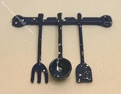 Miniature Blue Spatterware Kitchen Utensils & Rack