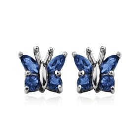 Sterling Silver Sapphire Butterfly Earrings