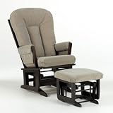Dutailier Modern Glider - Espresso and Teal and Beige Stripes - 84B120-69-3115