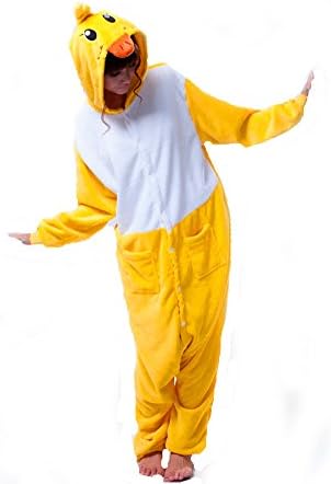 Pajamas Anime Costume Adult Animal Onesie Duck Cosplay Size L Yellow