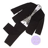 LG New Boys Black 5 Piece Jacket Silver Paisley Waistcoat Cravat Shirt Pants Wedding Pageboy Suit Size 0/3-13/14 Years
