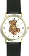 Plain Teddy - Bear Animal - WATCHBUDDY&reg; DELUXE TWO-TONE THEME WATCH - Arabic Numbers - Black Leather Strap-Women's Size-Small