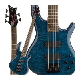 Dean Edge Quilt Top 5 String Bass Trans Blue