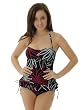 Black Print Convertible Halter Tankini Bikini Swim Suit 2 pc Junior Sizes S or L