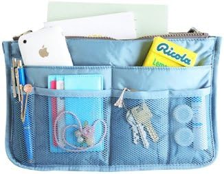 Women Lady Handbag Purse Organizer Insert Multi-function Cosmetic Storage Mp3 Ipad Mini3 Bag in Bag 10 Color (Deep Sky)