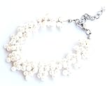 Oi! Ladies B4367  White Fresh Water Pearl HandKnitted With Wire Bracelet