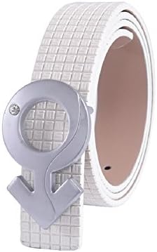 CrystalMX British Style Men's Leather Belt Smooth Buckle, White