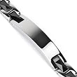 Spikes 316L Mens Stainless Steel Black Ceramic Link Bracelet ID Plate