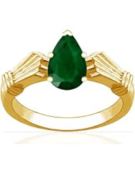 14K Yellow Gold Pear Cut Emerald Solitaire Ring