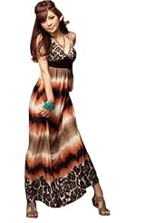 Sexy V-neck Summer Animal Print Leopard Print Maxi Dress 