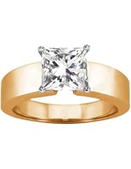 0.80 Ct Princess H/I SI1/SI2 Diamond 14K Yellow Gold Ring
