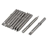 uxcell マイナスドライバービット フラット/スロット 磁気 6mm ラウンドシャンク 10個入り
