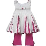 Isobella & Chloe Minnie 2pc Sleeveless Set. White Top and Pants. Magenta.