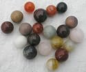 Set Of 20 Solid Agate Marbles With Velvet Bag