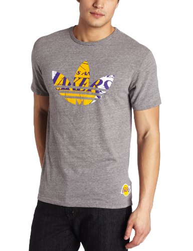 NBA Men's Los Angeles Lakers Originals Court Series Team Trefoil Tri-Blend Short Sleeve Jersey Tee (Grey Heathered, Medium)