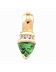 10K Yellow Gold Trillion Cut Emerald and Diamond Pendant -- LIFETIME WARRANTY