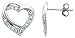 Sterling Silver Jeweled Heart Post Earrings, w/ Cubic Zirconia stones, 9/16 (15mm)