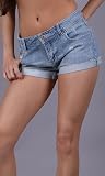 AOKO CELEBRITY PINK Light Wash Rolled Cuff Denim Shorts