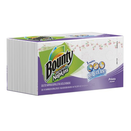 Bounty Quilted Napkins, Assorted White and Prints, 200-Count (Pack of 12)