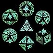 Q-Workshop Polyhedral 7-Die Set: Call of Cthulhu (COC) Glow-in-the-Dark Dice (Limited Edition Set) Green & Glow Dice - BLACK & Glow - OUT OF PRINT! - RARE