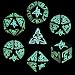 Q-Workshop Polyhedral 7-Die Set: Call of Cthulhu (COC) Glow-in-the-Dark Dice (Limited Edition Set) Green & Glow Dice - BLACK & Glow - OUT OF PRINT! - RARE