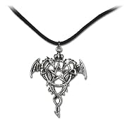 Draco Pentagram - Silver Double Dragons on Black Cord