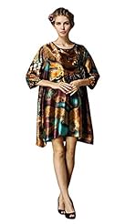 Satin/Silk Summer Floral Print Vintage  Shirt Prom Dress/Tunic 
