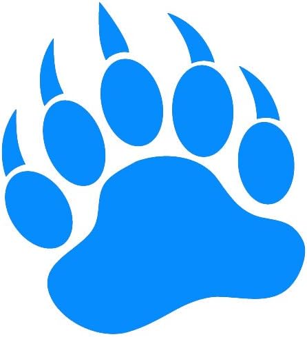 GRIZZLY BEAR PAW PRINT 3.5" COOL BLUE Vinyl Decal Window Sticker for Laptop, Ipad, Window, Wall, Car, Truck, Motorcycle