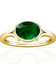 14K Yellow Gold Oval Cut Emerald Solitaire Ring