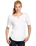 Calvin Klein Womens Henley Shirt With Epaulettes, White, Small