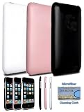 Set of 3 Polycarbonate Slim Fit Cases for Apple iPod Touch 3G (3rd generation), Black, Pink and White + DBROTH Microfiber Cleaning Cloth