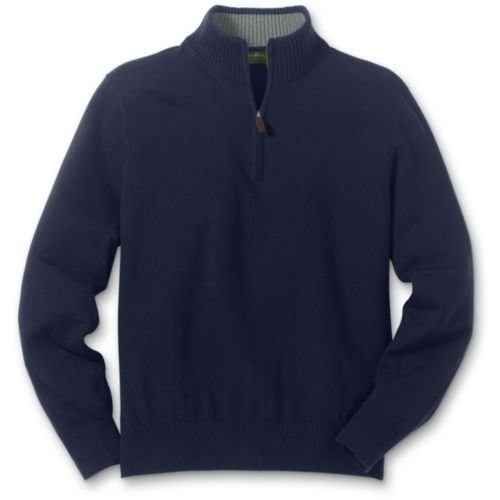 Cotton/Cashmere Half-Zip Sweater Regular L Dark Navy