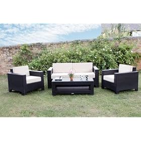 Cambridge Sofa Set in Black All Weather Garden Furniture