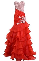 Flared-Skirt Organza Mermaid Dropped   Waistline Ruched Evening Dress/Homecoming Dress/Prom Dress/Wedding Dress 