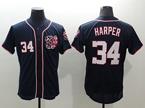 Washington Nationals Men's #34 Bryce Harper Baseball Alternate Jersey Blue XXL