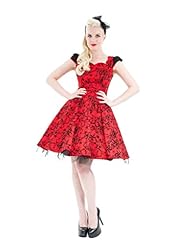 Flared-Skirt Vintage Fitted General Print Velvet  Dress