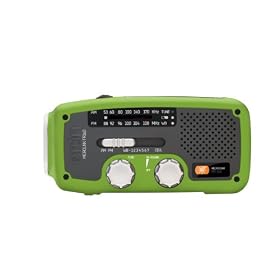 Etón FR160GR Microlink Self-Powered AM/FM/NOAA Weather Radio with Flashlight, Solar Power and Cell Phone Charger (Green)