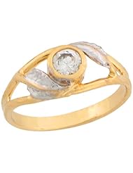 14k Real Two Toned Gold White CZ Tear Drop Design Baby Girls Ring