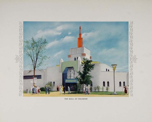 1933-1934 Chicago World's Fair Religion Hall Art Deco - Original Print