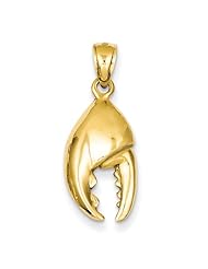 14k Yellow Gold 3-D Moveable Stone Crab Claw Pendant