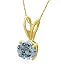 Gold Overlay Sterling Silver 8mm Round Blue Topaz Pendant w/ Light Rope Chain, 18
