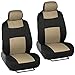 Full Set Black & Beige Seat Covers for Car Auto SUV Polyester Cloth - 60/40 Split Rear Bench