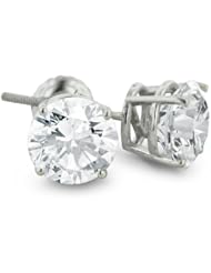 3ct Diamond Fine Quality Stud Earrings Set In 18 Karat White Gold, Screwbacks